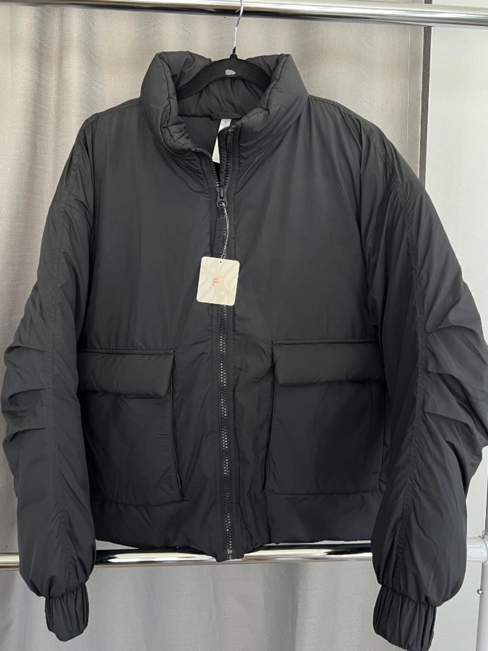 NWT Fabletics x Khloe Kardashian Edit All Weather Jacket Black Puffer Coat Large